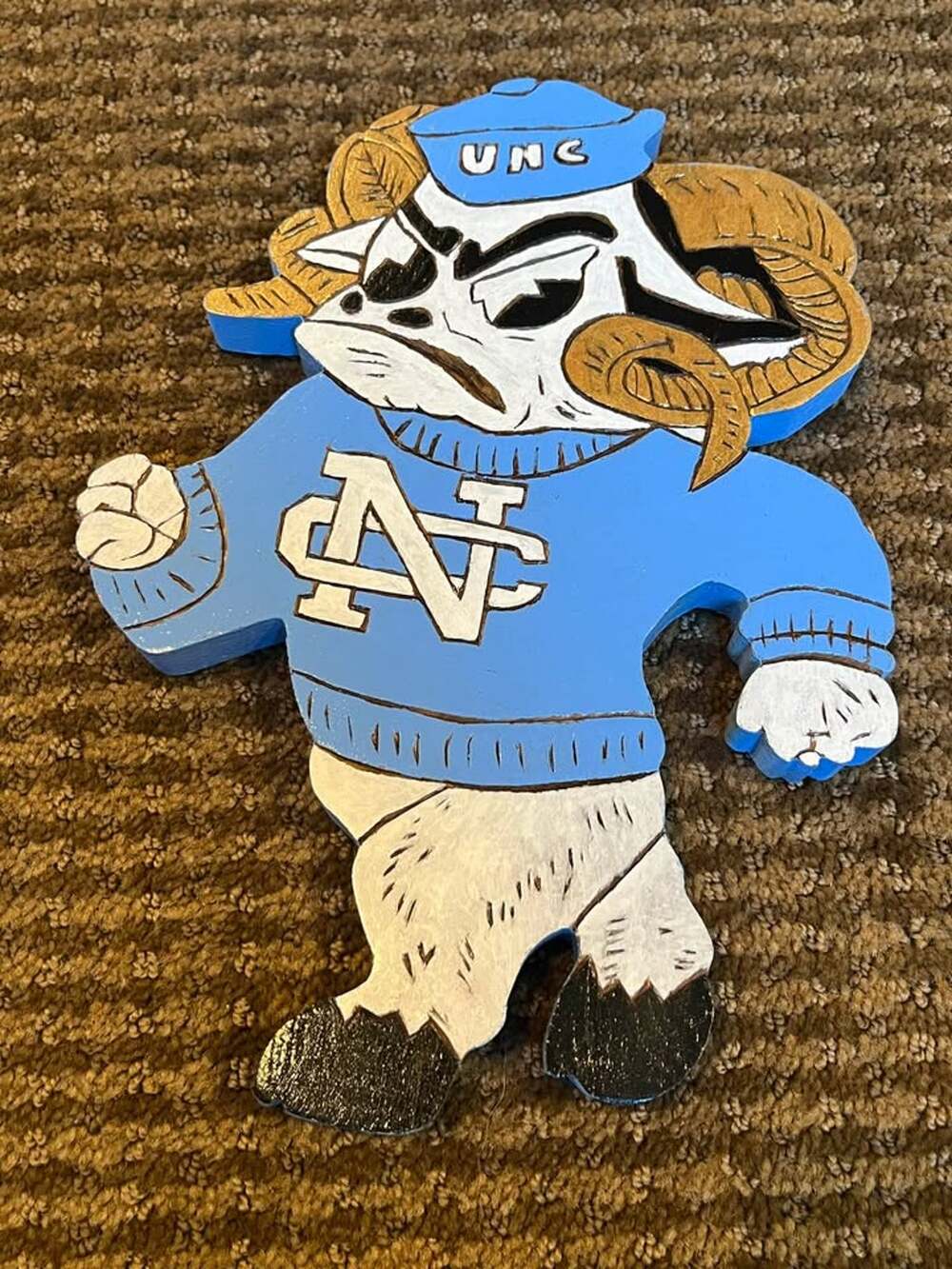 🔥UNC Chapel Hill Handmade Wooden Mascot Wall Decoration. Tar Heels. EUC!🔥